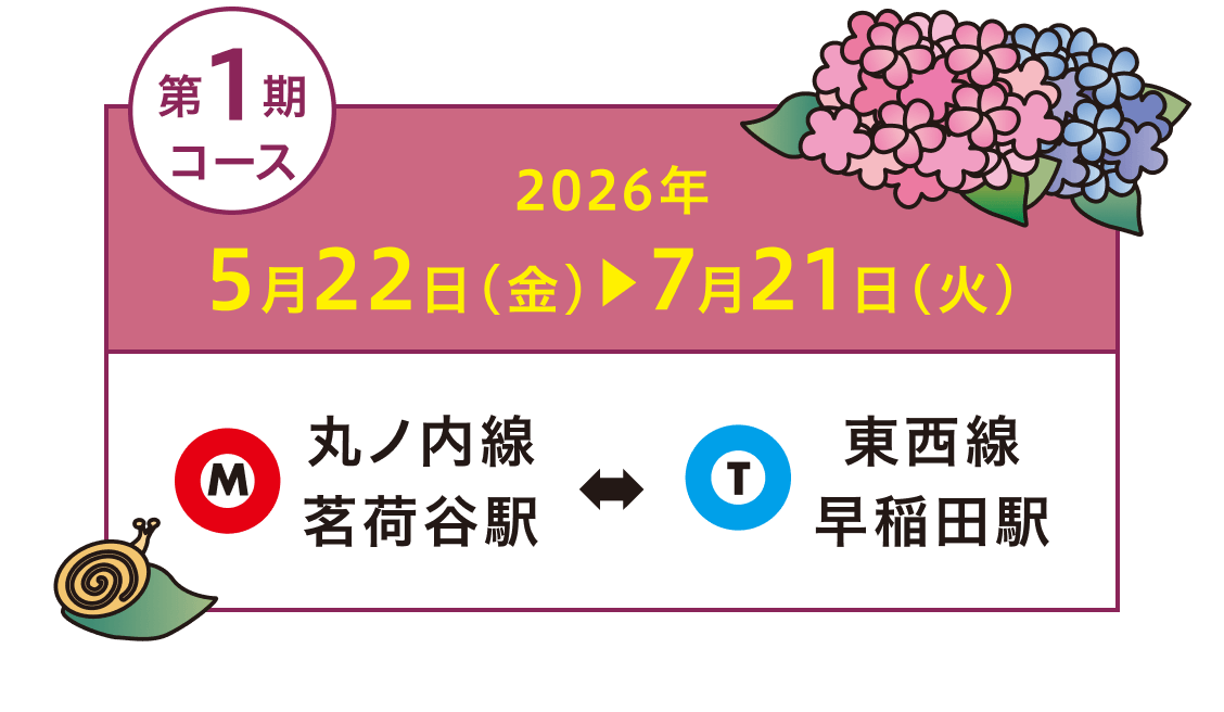 第1期コース 丸ノ内線「茗荷谷」駅↔東西線「早稲田」駅