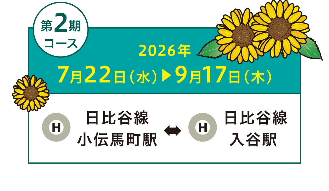 第2期コース 日比谷線「小伝馬町」駅↔日比谷線「入谷」駅