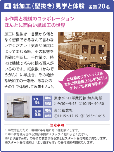 紙加工（型抜き）見学と体験 午前・午後各1回（各回20名）